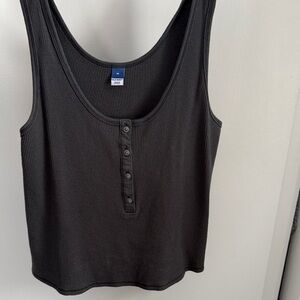 Elegant Dark Gray Sleeveless Henley Tank Top